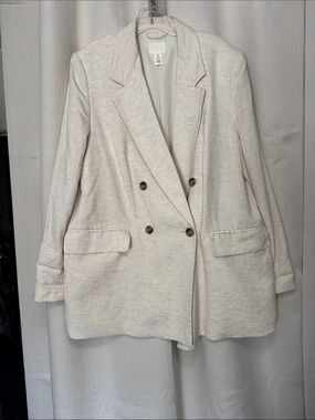 H&M Double-Breasted Light Cream Blazer